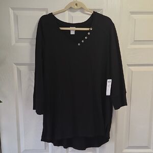 Chico's Zenergy Ribbed Trim V Neck Tunic